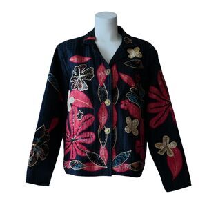 VTG ALEX KIM Wearable Art Jacket Blazer Shacket Sz L XL Boho Hippie Lagenlook